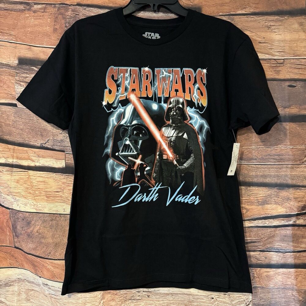 Star Wars Darth Vader Shirt Mens Medium M Black Lightning Graphic Tee Mad Engine